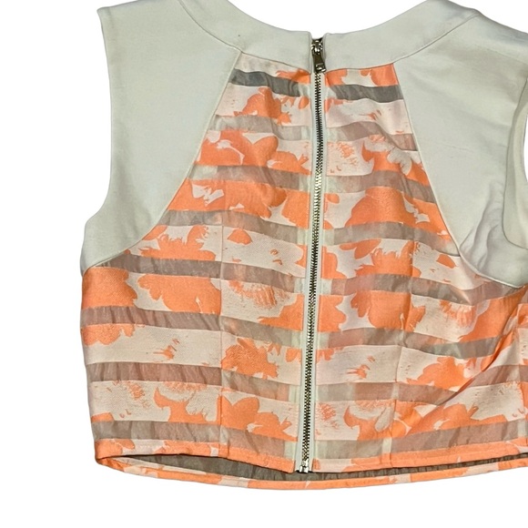 BEBE sheer Floral Crop Top- White stripe florall Eras Tour top - concert top xxs - Picture 2 of 4